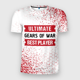 Мужская футболка 3D Slim с принтом Gears of War: таблички Best Player и Ultimate в Тюмени, 100% полиэстер с улучшенными характеристиками | приталенный силуэт, круглая горловина, широкие плечи, сужается к линии бедра | gears | gears of war | logo | ultimate | war | вар | гирс | игра | игры | краска | лого | логотип | символ | спрей