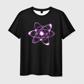 Мужская футболка 3D с принтом Атом | Розовый стиль в Белгороде, 100% полиэфир | прямой крой, круглый вырез горловины, длина до линии бедер | atom | nova | particle | quantum | атом | звезда | квант | частица