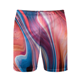 Мужские шорты спортивные с принтом Colorful river ,  |  | абстракция | волны | жидкость | красивая | краска | красочная | линии | разноцветная | смешение цветов | яркая