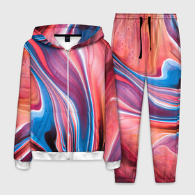 Мужской костюм 3D с принтом Colorful river в Петрозаводске, 100% полиэстер | Манжеты и пояс оформлены тканевой резинкой, двухслойный капюшон со шнурком для регулировки, карманы спереди | абстракция | волны | жидкость | красивая | краска | красочная | линии | разноцветная | смешение цветов | яркая