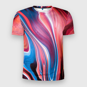 Мужская футболка 3D Slim с принтом Colorful river , 100% полиэстер с улучшенными характеристиками | приталенный силуэт, круглая горловина, широкие плечи, сужается к линии бедра | абстракция | волны | жидкость | красивая | краска | красочная | линии | разноцветная | смешение цветов | яркая