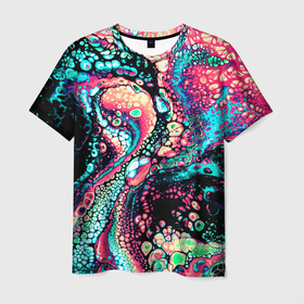 Мужская футболка 3D с принтом Acid Wave в Курске, 100% полиэфир | прямой крой, круглый вырез горловины, длина до линии бедер | абстракция | акрил | акрил абстракция | волны | жидкость | красивая | краска | красочная | линии | психоделика | разноцветная | смешение цветов | флюид | флюид арт | яркая