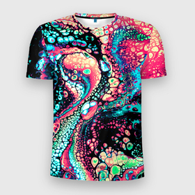 Мужская футболка 3D Slim с принтом Acid Wave , 100% полиэстер с улучшенными характеристиками | приталенный силуэт, круглая горловина, широкие плечи, сужается к линии бедра | абстракция | акрил | акрил абстракция | волны | жидкость | красивая | краска | красочная | линии | психоделика | разноцветная | смешение цветов | флюид | флюид арт | яркая
