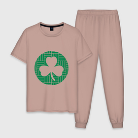 Мужская пижама хлопок с принтом Green Celtics , 100% хлопок | брюки и футболка прямого кроя, без карманов, на брюках мягкая резинка на поясе и по низу штанин
 | basketball | game | nba | sport | баскетбол | баскетболист | бостон | игра | мяч | нба | спорт | спортсмен