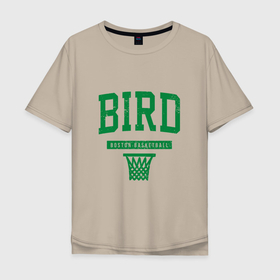 Мужская футболка хлопок Oversize с принтом Bird   Boston в Петрозаводске, 100% хлопок | свободный крой, круглый ворот, “спинка” длиннее передней части | basketball | boston | celtics | game | nba | sport | баскетбол | баскетболист | бостон | игра | мяч | нба | селтикс | спорт | спортсмен