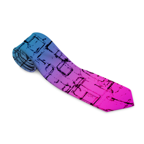 Галстук 3D с принтом Абстрактный узор на розово бирюзовом градиентном фоне в Екатеринбурге, 100% полиэстер | Длина 148 см; Плотность 150-180 г/м2 | abstract pattern | gradient | бирюзовый | градиент | полосы | розовый | синий