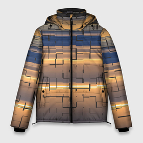 Мужская зимняя куртка 3D с принтом Мозаика цветная colored mosaic в Тюмени, верх — 100% полиэстер; подкладка — 100% полиэстер; утеплитель — 100% полиэстер | длина ниже бедра, свободный силуэт Оверсайз. Есть воротник-стойка, отстегивающийся капюшон и ветрозащитная планка. 

Боковые карманы с листочкой на кнопках и внутренний карман на молнии. | colored | colored mosaic | mosaic | mosaic pattern | мозаика | мозаичный узор | мозачный рисунок | пазл | пазлы | цветная мозаика
