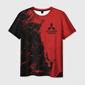 Мужская футболка 3D с принтом Mitsubishi два цвета в Екатеринбурге, 100% полиэфир | прямой крой, круглый вырез горловины, длина до линии бедер | mitsubishi | sport | два цвета | красный | митсуба | митсубиси | митсубиши | спорт | черный
