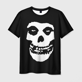 Мужская футболка 3D с принтом Misfits череп в Тюмени, 100% полиэфир | прямой крой, круглый вырез горловины, длина до линии бедер | Тематика изображения на принте: 