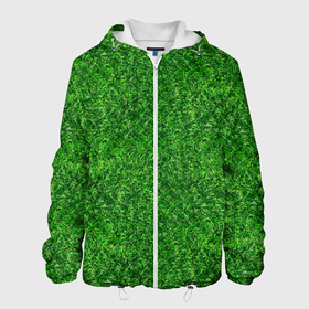 Мужская куртка 3D с принтом ЗЕЛЕНЫЙ ГАЗОН в Белгороде, ткань верха — 100% полиэстер, подклад — флис | прямой крой, подол и капюшон оформлены резинкой с фиксаторами, два кармана без застежек по бокам, один большой потайной карман на груди. Карман на груди застегивается на липучку | green | nature | газон | зеленый | лето | природа | растения | текстура
