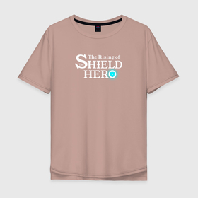 Мужская футболка хлопок Oversize с принтом The Rising of the Shield Hero logo white color в Тюмени, 100% хлопок | свободный крой, круглый ворот, “спинка” длиннее передней части | hero | logo | rising | shield | shield hero | the rising of the shield | восхождение героя щита | герой щита