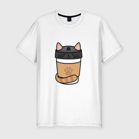 Мужская футболка хлопок Slim с принтом THE CAT IN THE JAR в Санкт-Петербурге, 92% хлопок, 8% лайкра | приталенный силуэт, круглый вырез ворота, длина до линии бедра, короткий рукав | вдохновляющий | забавный | милый | позитив | счастливый | упаковка