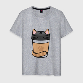 Мужская футболка хлопок с принтом THE CAT IN THE JAR в Екатеринбурге, 100% хлопок | прямой крой, круглый вырез горловины, длина до линии бедер, слегка спущенное плечо. | вдохновляющий | забавный | милый | позитив | счастливый | упаковка