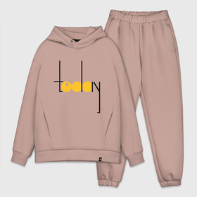 Мужской костюм хлопок OVERSIZE с принтом Надпись 