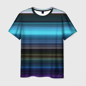 Мужская футболка 3D с принтом Неоновые линии  neon lines , 100% полиэфир | прямой крой, круглый вырез горловины, длина до линии бедер | color lines | horizontal lines | lines neon | neon | горизонтальные линии | линейный узор | неон | неоновые линии | цветные линии