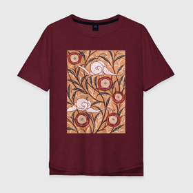 Мужская футболка хлопок Oversize с принтом Samarkande Art Nouveau Flower Pattern (Цветочный орнамент) в Кировске, 100% хлопок | свободный крой, круглый ворот, “спинка” длиннее передней части | абстракция | винтаж | картина | классика | минимализм | орнамент | паттерн | пейзаж | природа | цветы | экспрессионизм