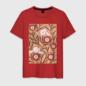 Мужская футболка хлопок с принтом Samarkande Art Nouveau Flower Pattern (Цветочный орнамент) в Курске, 100% хлопок | прямой крой, круглый вырез горловины, длина до линии бедер, слегка спущенное плечо. | абстракция | винтаж | картина | классика | минимализм | орнамент | паттерн | пейзаж | природа | цветы | экспрессионизм
