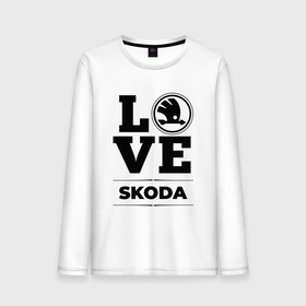 Мужской лонгслив хлопок с принтом Skoda Love Classic в Санкт-Петербурге, 100% хлопок |  | auto | brand | logo | love | skoda | symbol | авто | бренд | лого | символ | шкода
