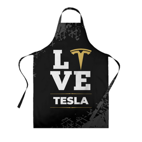 Фартук 3D с принтом Tesla Love Classic со следами шин на фоне , 100% полиэстер | общий размер — 65 х 85 см, ширина нагрудника — 26 см, горловина — 53 см, длина завязок — 54 см, общий обхват в поясе — 173 см. Принт на завязках и на горловине наносится с двух сторон, на основной части фартука — только с внешней стороны | auto | brand | logo | love | symbol | tesla | авто | бренд | илон | лого | маск | символ | следы | тесла | шины