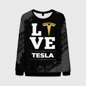 Мужской свитшот 3D с принтом Tesla Love Classic со следами шин на фоне в Екатеринбурге, 100% полиэстер с мягким внутренним слоем | круглый вырез горловины, мягкая резинка на манжетах и поясе, свободная посадка по фигуре | Тематика изображения на принте: auto | brand | logo | love | symbol | tesla | авто | бренд | илон | лого | маск | символ | следы | тесла | шины