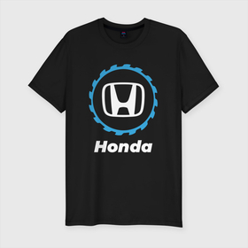 Мужская футболка хлопок Slim с принтом Honda в стиле Top Gear в Петрозаводске, 92% хлопок, 8% лайкра | приталенный силуэт, круглый вырез ворота, длина до линии бедра, короткий рукав | auto | brand | gear | honda | logo | symbol | top | авто | бренд | гир | лого | символ | топ | хонда