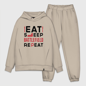 Мужской костюм хлопок OVERSIZE с принтом Надпись: Eat Sleep Battlefield Repeat в Курске,  |  | battlefield | eat sleep repeat | logo | батлфилд | игра | игры | лого | логотип | символ