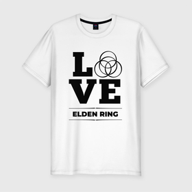 Мужская футболка хлопок Slim с принтом Elden Ring Love Classic в Екатеринбурге, 92% хлопок, 8% лайкра | приталенный силуэт, круглый вырез ворота, длина до линии бедра, короткий рукав | elden | elden ring | logo | love | ring | игра | игры | лого | логотип | ринг | символ | элден