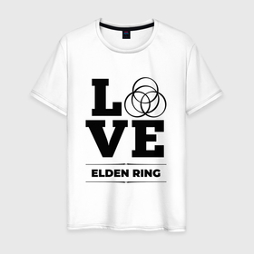 Мужская футболка хлопок с принтом Elden Ring Love Classic в Екатеринбурге, 100% хлопок | прямой крой, круглый вырез горловины, длина до линии бедер, слегка спущенное плечо. | Тематика изображения на принте: elden | elden ring | logo | love | ring | игра | игры | лого | логотип | ринг | символ | элден