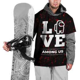 Накидка на куртку 3D с принтом Among Us Love Классика , 100% полиэстер |  | among us | logo | love | амонг ас | гранж | игра | игры | лого | логотип | символ