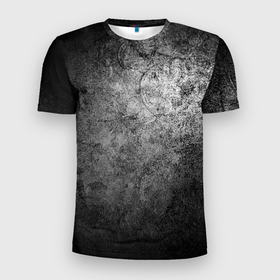 Мужская футболка 3D Slim с принтом Потертая текстура в Тюмени, 100% полиэстер с улучшенными характеристиками | приталенный силуэт, круглая горловина, широкие плечи, сужается к линии бедра | metal | металл | потертость | ржавчина | текстура
