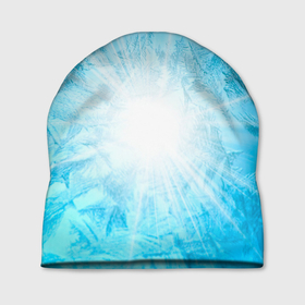 Шапка 3D с принтом Лед   Вспышка света в Кировске, 100% полиэстер | универсальный размер, печать по всей поверхности изделия | вспышка | зима | лед | свет | снежинки | узоры