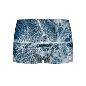 Мужские трусы 3D с принтом Потрескавшийся лед в Санкт-Петербурге, 50% хлопок, 50% полиэстер | классическая посадка, на поясе мягкая тканевая резинка | Тематика изображения на принте: cold | ice | winter | зима | лед | потрескавшийся | трещины | холод