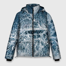 Мужская зимняя куртка 3D с принтом Потрескавшийся лед в Санкт-Петербурге, верх — 100% полиэстер; подкладка — 100% полиэстер; утеплитель — 100% полиэстер | длина ниже бедра, свободный силуэт Оверсайз. Есть воротник-стойка, отстегивающийся капюшон и ветрозащитная планка. 

Боковые карманы с листочкой на кнопках и внутренний карман на молнии. | Тематика изображения на принте: cold | ice | winter | зима | лед | потрескавшийся | трещины | холод
