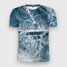 Мужская футболка 3D Slim с принтом Потрескавшийся лед в Петрозаводске, 100% полиэстер с улучшенными характеристиками | приталенный силуэт, круглая горловина, широкие плечи, сужается к линии бедра | cold | ice | winter | зима | лед | потрескавшийся | трещины | холод