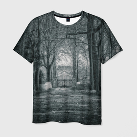 Мужская футболка 3D с принтом Мрачный особняк в Санкт-Петербурге, 100% полиэфир | прямой крой, круглый вырез горловины, длина до линии бедер | house | дом | мрачный | особняк | страшный