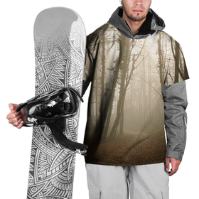 Накидка на куртку 3D с принтом Туманный лес на восходе , 100% полиэстер |  | fog | forest | morning | sun | восход | лес | солнце | туман | утро