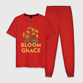 Мужская пижама хлопок с принтом Bloom with grace в Курске, 100% хлопок | брюки и футболка прямого кроя, без карманов, на брюках мягкая резинка на поясе и по низу штанин
 | вдохновенье | достоинство | комнатные | настроение | огород | полевые | растения | сад | садовод | счастье | цветение | цветок | цветы | экология