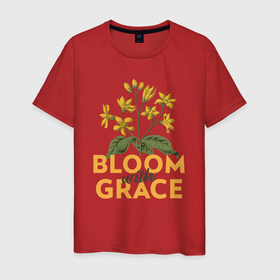 Мужская футболка хлопок с принтом Bloom with grace в Белгороде, 100% хлопок | прямой крой, круглый вырез горловины, длина до линии бедер, слегка спущенное плечо. | вдохновенье | достоинство | комнатные | настроение | огород | полевые | растения | сад | садовод | счастье | цветение | цветок | цветы | экология