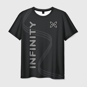 Мужская футболка 3D с принтом Infinity (бесконечность) в Новосибирске, 100% полиэфир | прямой крой, круглый вырез горловины, длина до линии бедер | infinity | бесконечность | вселенная | надписи на английском | спираль | чёрный