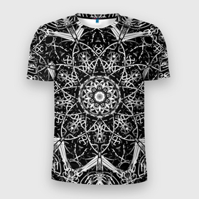Мужская футболка 3D Slim с принтом Hard Lace в Белгороде, 100% полиэстер с улучшенными характеристиками | приталенный силуэт, круглая горловина, широкие плечи, сужается к линии бедра | искусство | красивый | кружево | узор | цветок | цветочный узор