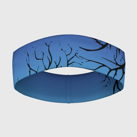 Повязка на голову 3D с принтом Черные абстрактные ветки деревьев на сине зеленом градиенте в Санкт-Петербурге,  |  | abstraction | blue green | gradient | абстракция | ветки | ветки деревьев | градиент | зеленый | синий