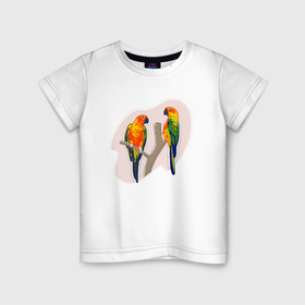 Детская футболка хлопок с принтом Попугай Аратинга | Птицы в Новосибирске, 100% хлопок | круглый вырез горловины, полуприлегающий силуэт, длина до линии бедер | bird | one island | parrot | pets | аратинга | детский рисунок | детское | для детей | для ребенка | домашние питомцы | домашние попугаи | животные | лето | один остров | попугай | попугайчик | природа | птицы