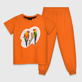 Детская пижама хлопок с принтом Попугай Аратинга | Птицы в Белгороде, 100% хлопок |  брюки и футболка прямого кроя, без карманов, на брюках мягкая резинка на поясе и по низу штанин
 | Тематика изображения на принте: bird | one island | parrot | pets | аратинга | детский рисунок | детское | для детей | для ребенка | домашние питомцы | домашние попугаи | животные | лето | один остров | попугай | попугайчик | природа | птицы
