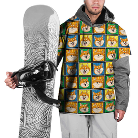 Накидка на куртку 3D с принтом Разноцветная плитка (сибы) в Петрозаводске, 100% полиэстер |  | dog | shiba | shiba inu | абстракция | сиба | сиба ину | японская собака