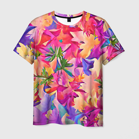 Мужская футболка 3D с принтом Цветочные бутоны в Тюмени, 100% полиэфир | прямой крой, круглый вырез горловины, длина до линии бедер | abtsraction | art | bright | colors | flowers | nature | plants | positive | summer | абстракция | бутоны | веселый | краски | лето | позитивный | природа | растения | рисунок | фееричный | цвета | цветы | яркие