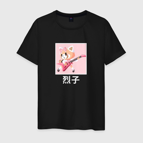Мужская футболка хлопок с принтом Рэцуко с гитарой | Aggretsuko в Екатеринбурге, 100% хлопок | прямой крой, круглый вырез горловины, длина до линии бедер, слегка спущенное плечо. | aggressive retsuko | aggretsuko | anime | retsuko | агрессивная рэцуко | аниме | анимэ | рэцуко