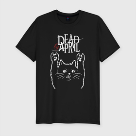 Мужская футболка хлопок Slim с принтом Dead by April Рок кот в Рязани, 92% хлопок, 8% лайкра | приталенный силуэт, круглый вырез ворота, длина до линии бедра, короткий рукав | dba | dead by april | metal | rock | группы | дэд бай эйприл | метал | музыка | рок | рок кот | роккот