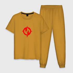 Мужская пижама хлопок с принтом Chaoseum | Logo | Emblem (+спина) в Тюмени, 100% хлопок | брюки и футболка прямого кроя, без карманов, на брюках мягкая резинка на поясе и по низу штанин
 | Тематика изображения на принте: chaoseum | emblem | logo | music | rock | лого | логотип | музыка | рок | чаосеум | эмблема