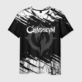 Мужская футболка 3D с принтом Chaoseum | Logo | Grunge в Екатеринбурге, 100% полиэфир | прямой крой, круглый вырез горловины, длина до линии бедер | chaoseum | emblem | grunge | logo | music | rock | гранж | лого | логотип | музыка | рок | чаосеум | эмблема