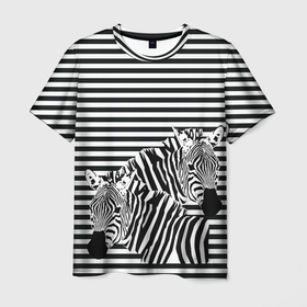 Мужская футболка 3D с принтом Матросы на зебрах в Белгороде, 100% полиэфир | прямой крой, круглый вырез горловины, длина до линии бедер | вмф | геометрия | зебра | иллюзия | линии | матроска | психическая атака | тельник | тельняшка